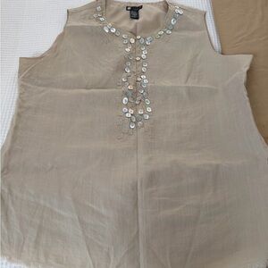 Carole Little Beige Embellished Blouse